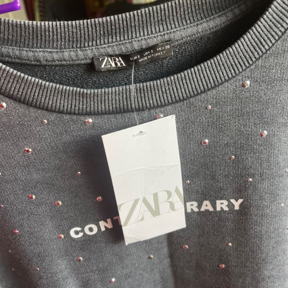 Zara Women Faded-effect dress with slogan 1131/938 - Picture 6 of 7